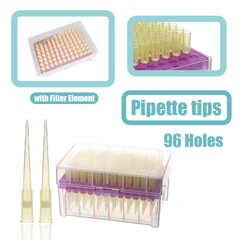 Lab Pipette Tip - 200ul 96 فتحة ماصة بلاستيكية طرف