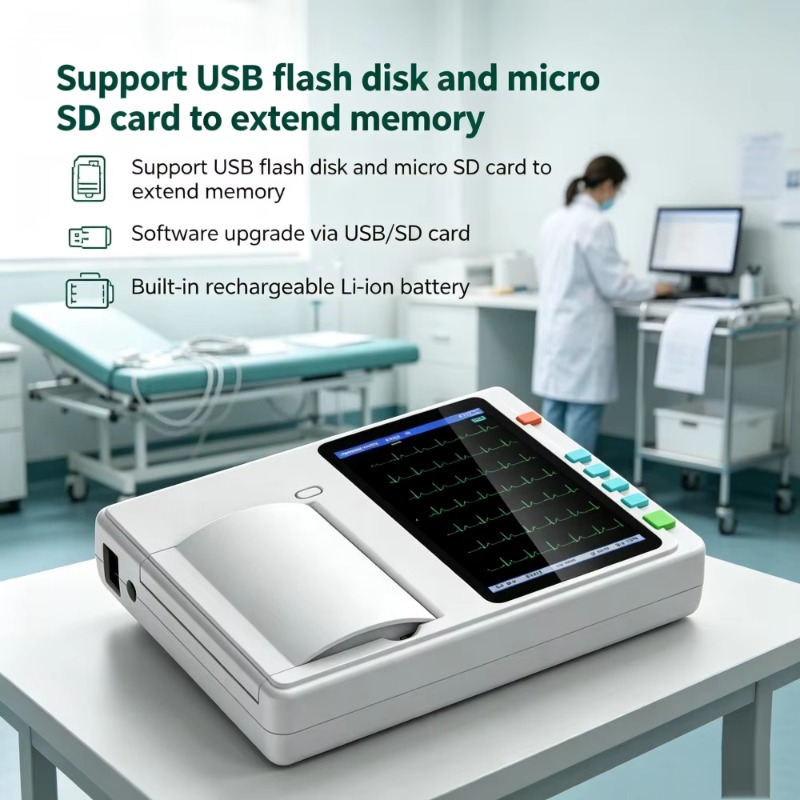 جهاز تخطيط القلب المحمول بـ 12 - مراجعة Ekg Ecg Machine Portable وسعره